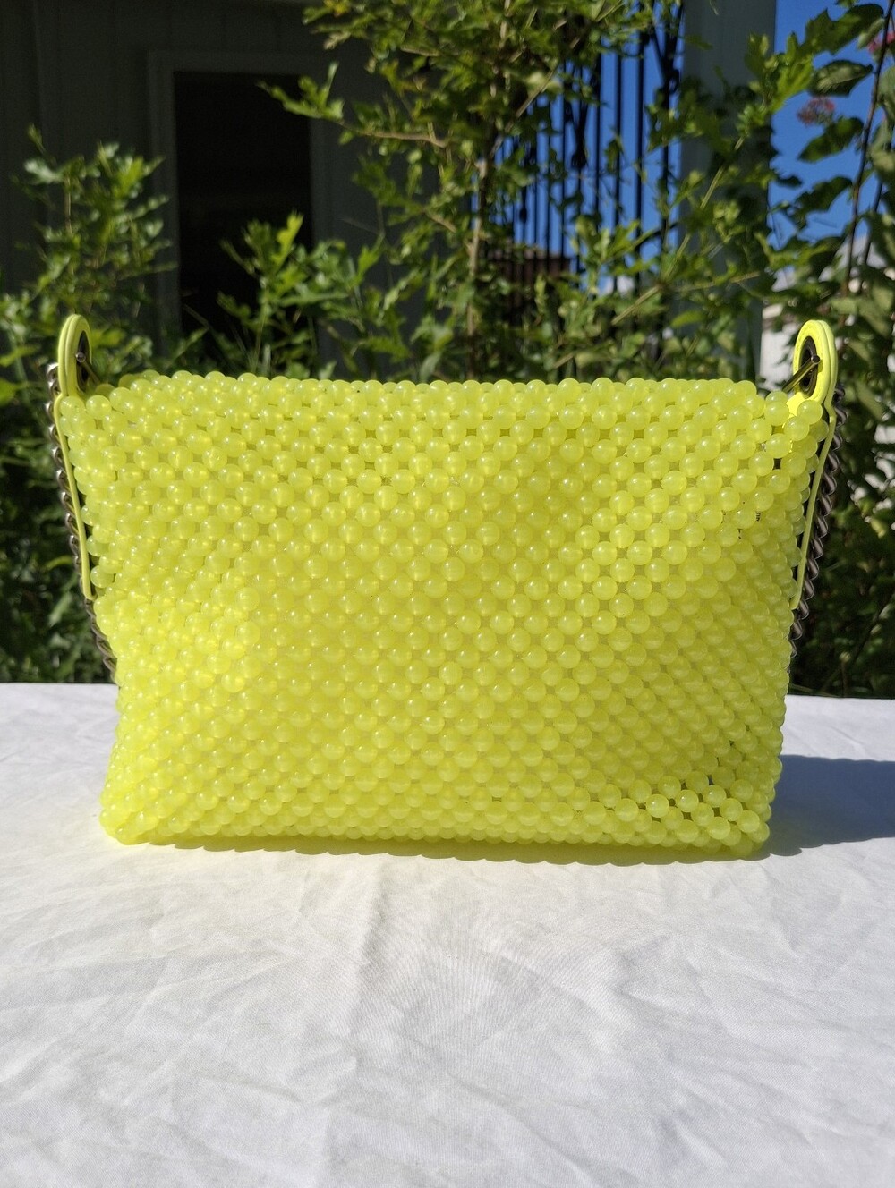 Kurt Geiger London Neon Yellow Beaded Kensington Shoulder Bag - Picture 5 of 13